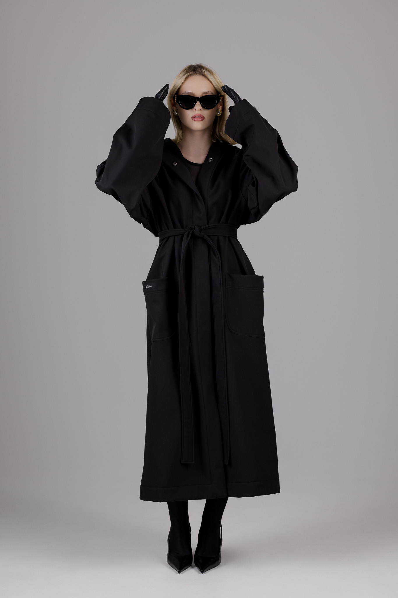 Juodas oversized lietpaltis „DROP“ - Image 10