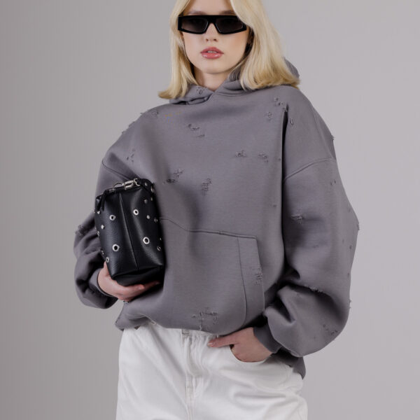 Tamsiai pilkas unisex džemperis „HOMELESS“