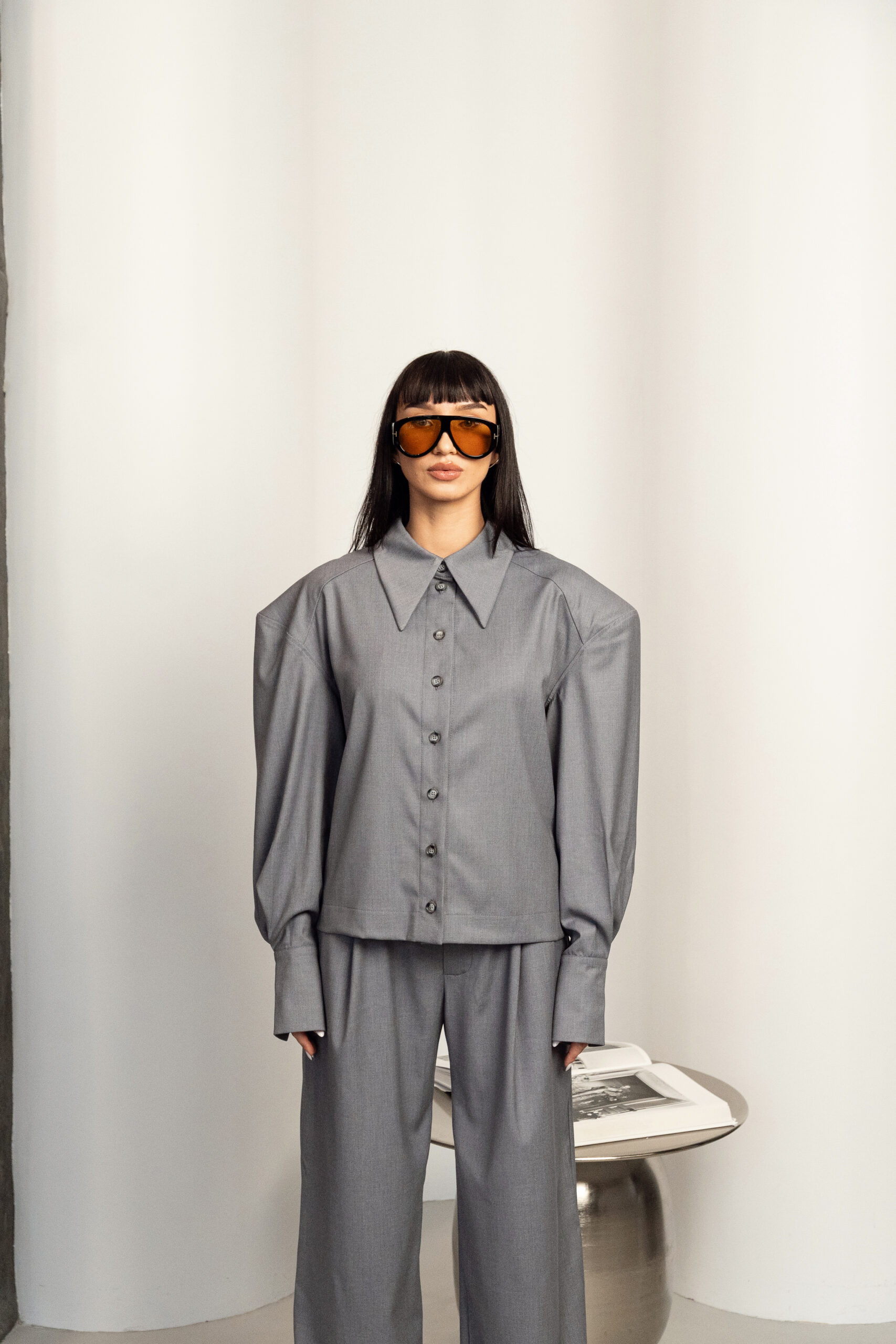 Pilkos klasikinės kelnės „MONUMENTAL“ - Image 22