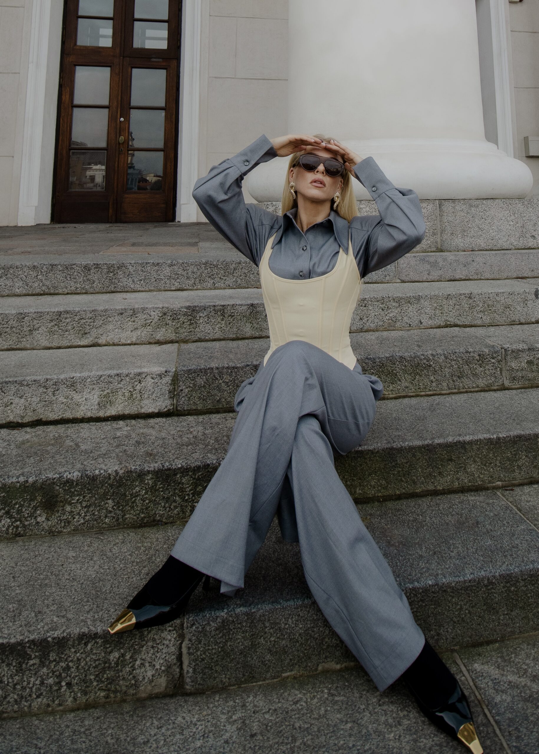 Pilkos klasikinės kelnės „MONUMENTAL“ - Image 20