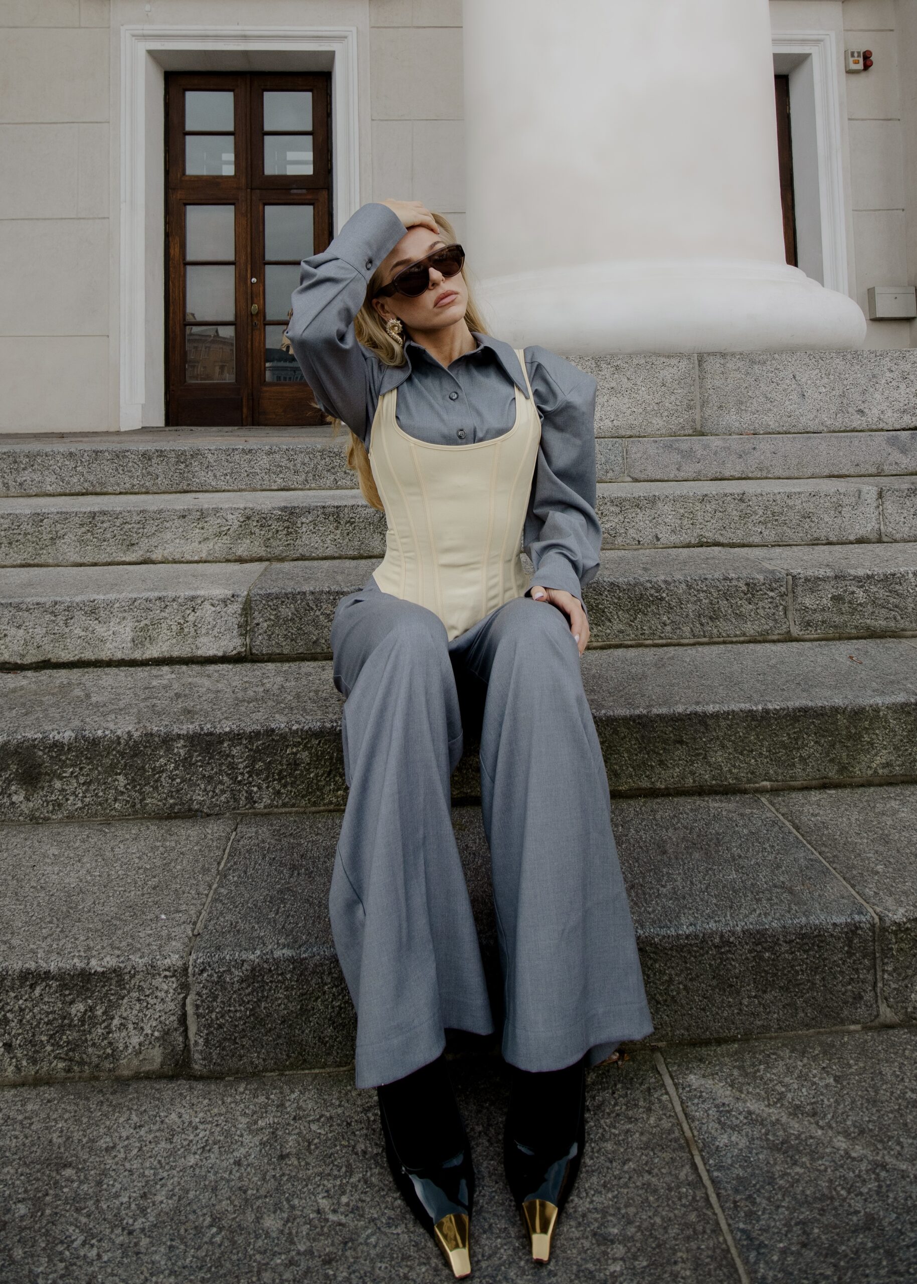 Pilkos klasikinės kelnės „MONUMENTAL“ - Image 18