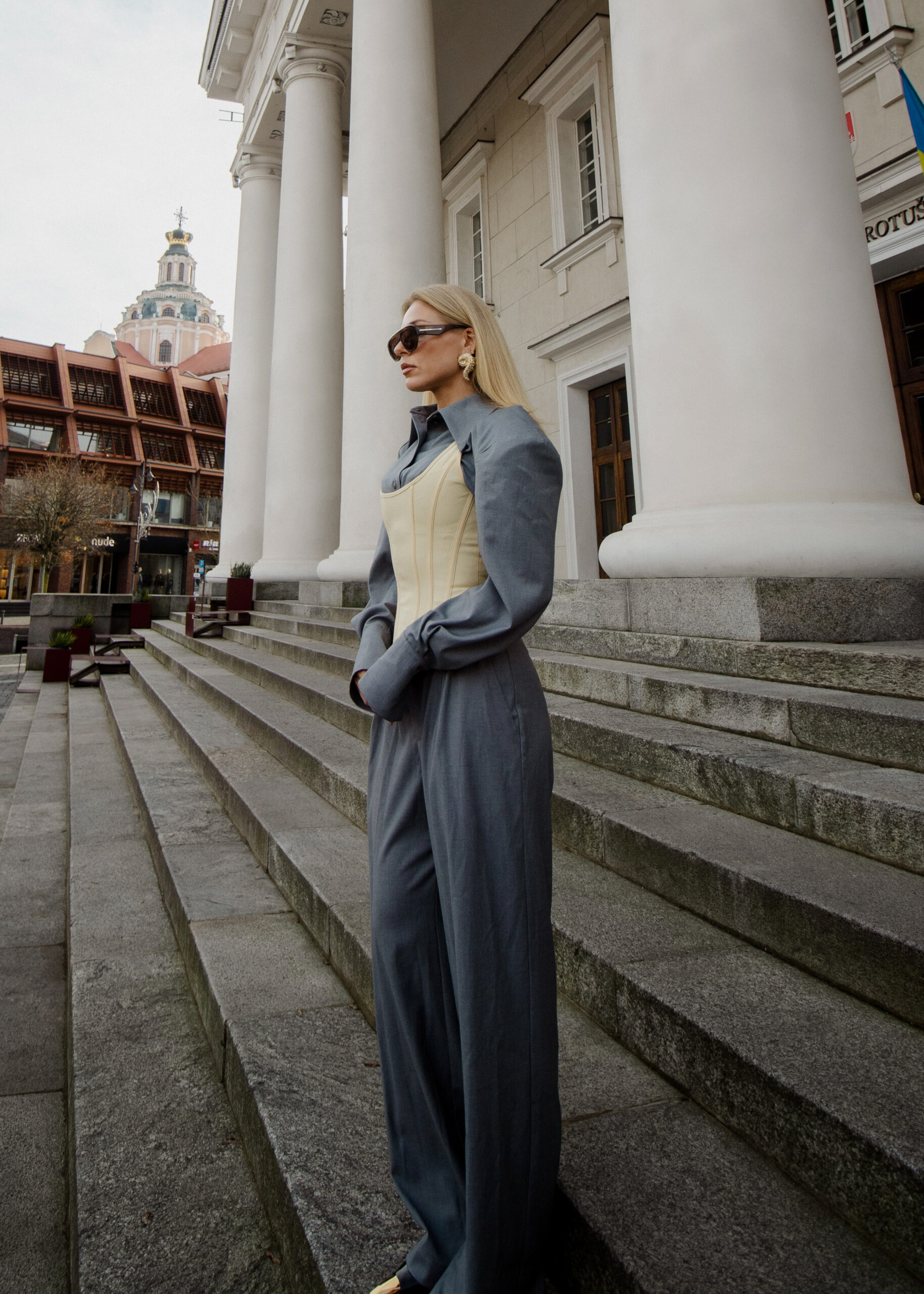 Pilkos klasikinės kelnės „MONUMENTAL“ - Image 16