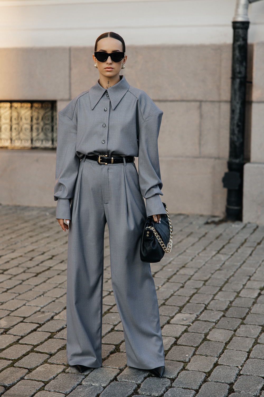 Pilkos klasikinės kelnės „MONUMENTAL“ - Image 2