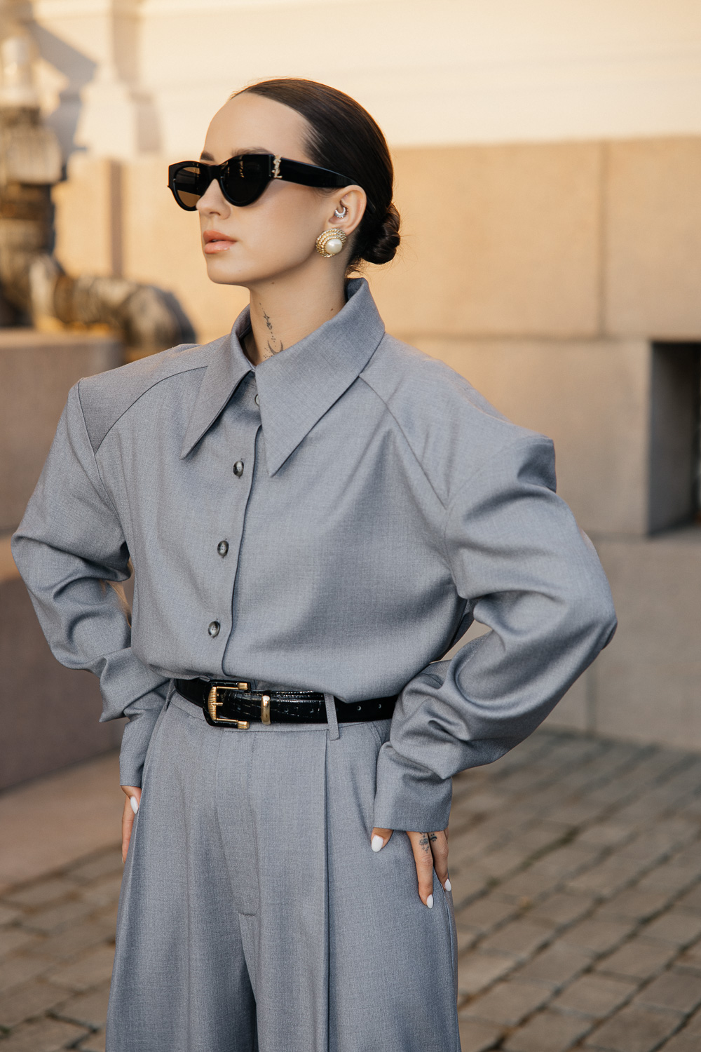 Pilkos klasikinės kelnės „MONUMENTAL“ - Image 10