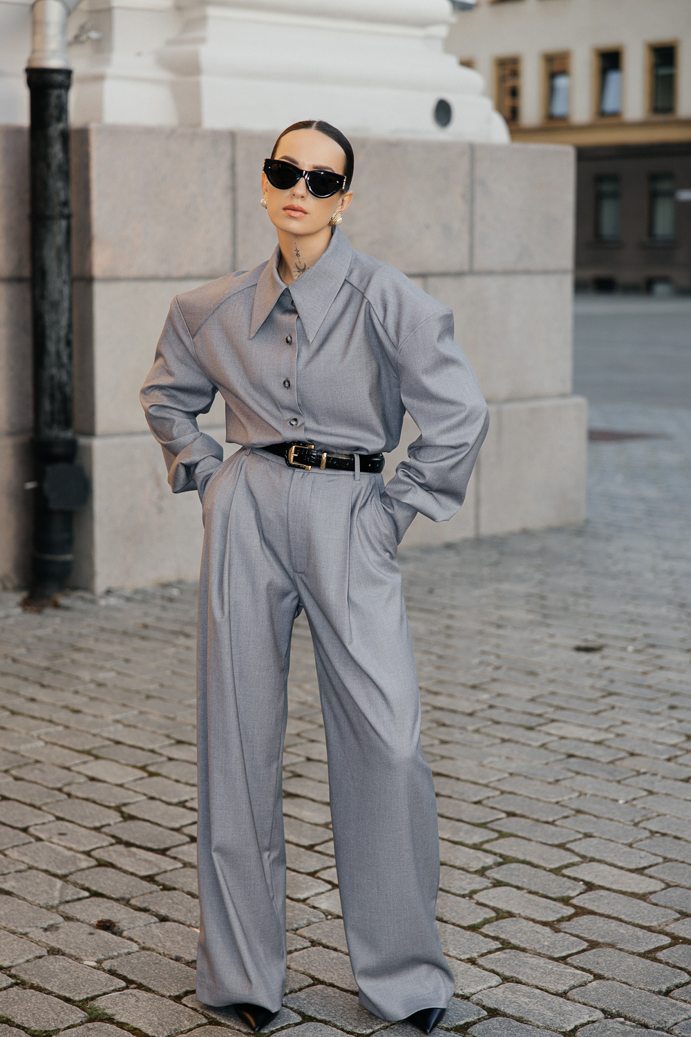 Pilkos klasikinės kelnės „MONUMENTAL“ - Image 4