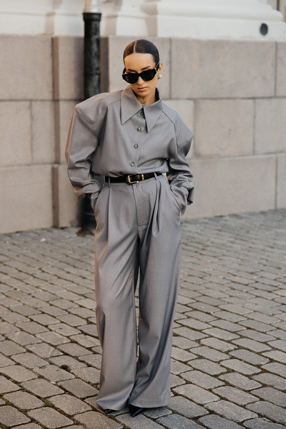 Pilkos klasikinės kelnės „MONUMENTAL“ - Image 6