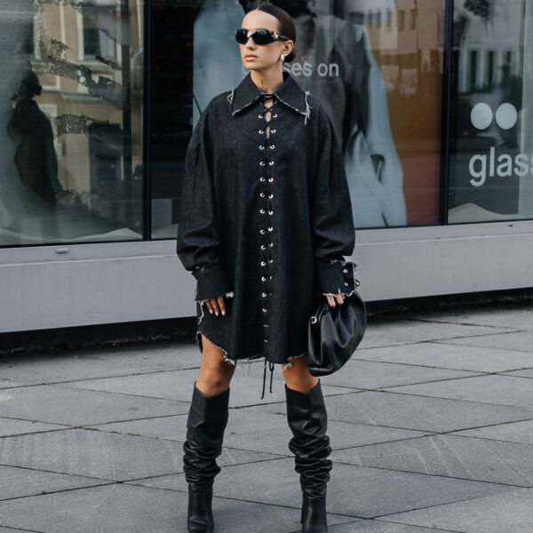 Grafito pilkos džinsiniai marškiniai „CORD“