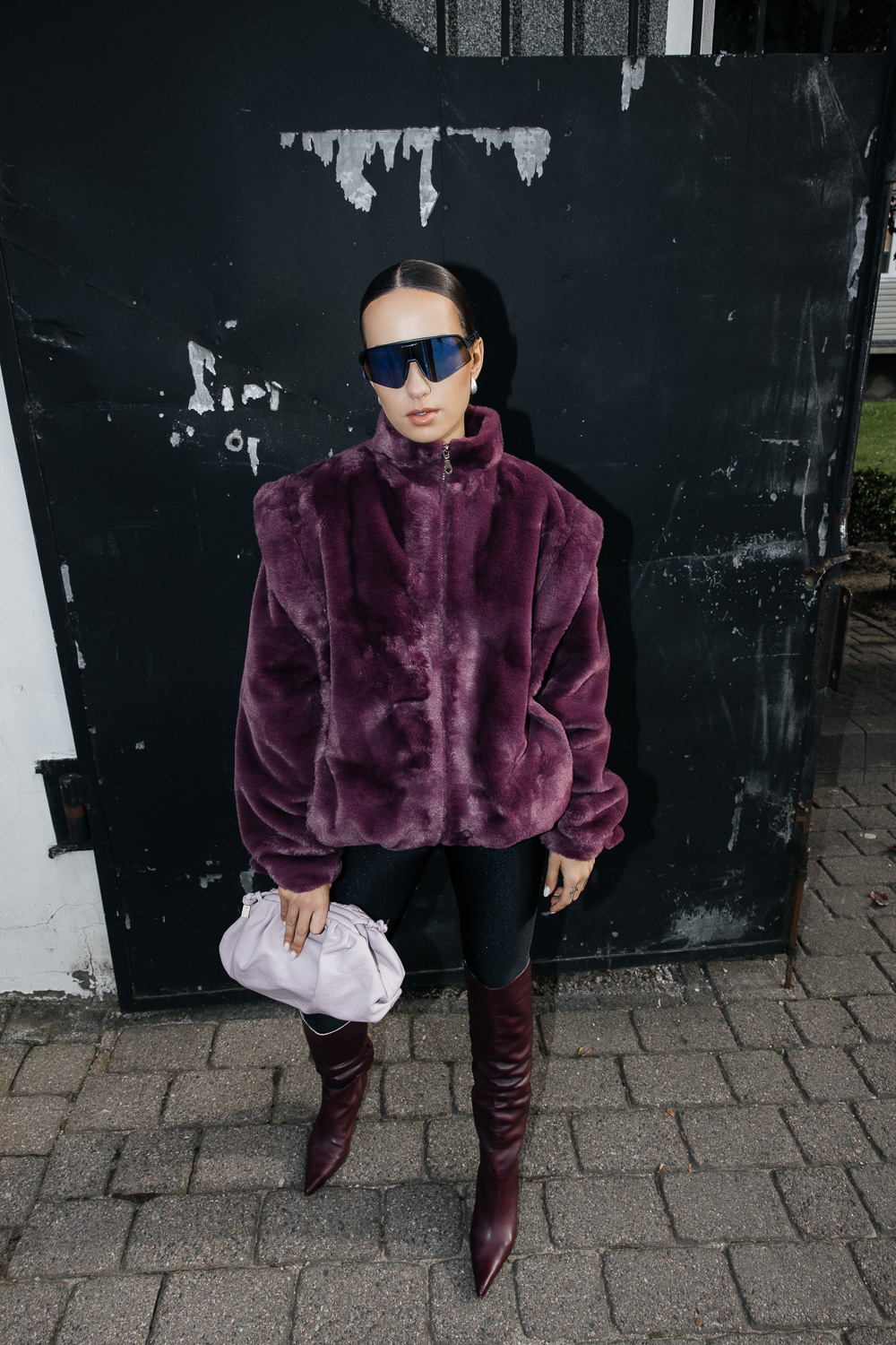 Bordo kailinis švarkas „MUSE FAUX“ - Image 9