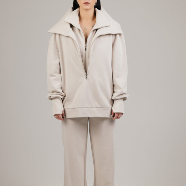 Kreminės transformuojamos laisvalaikio kelnės „DUAL“