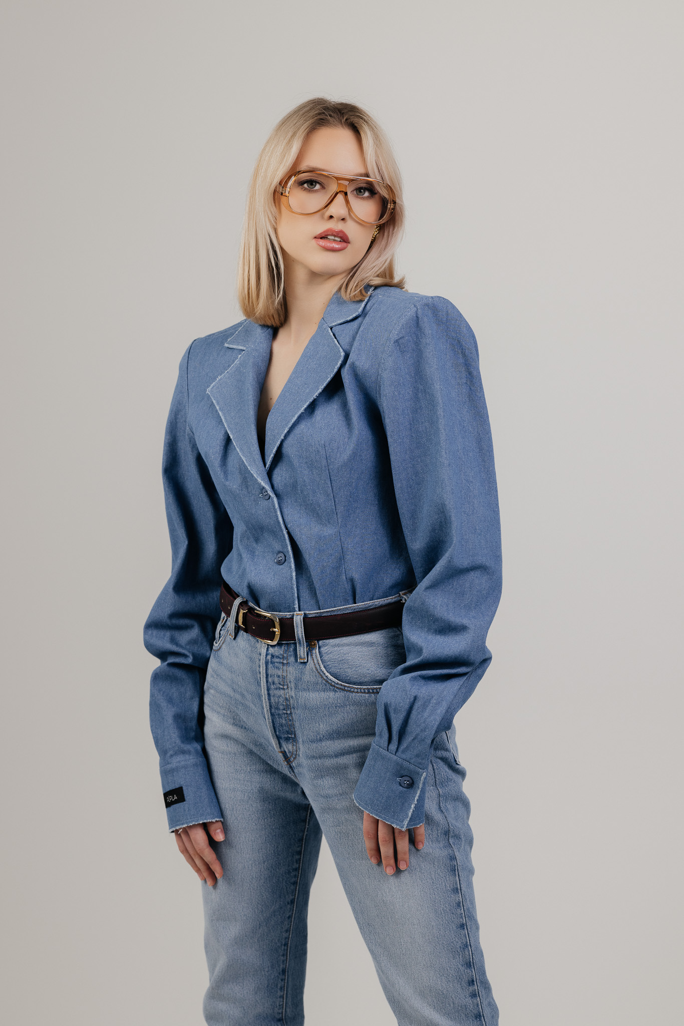 Mėlyni džinsiniai triko marškiniai „FRAY“ - Image 3