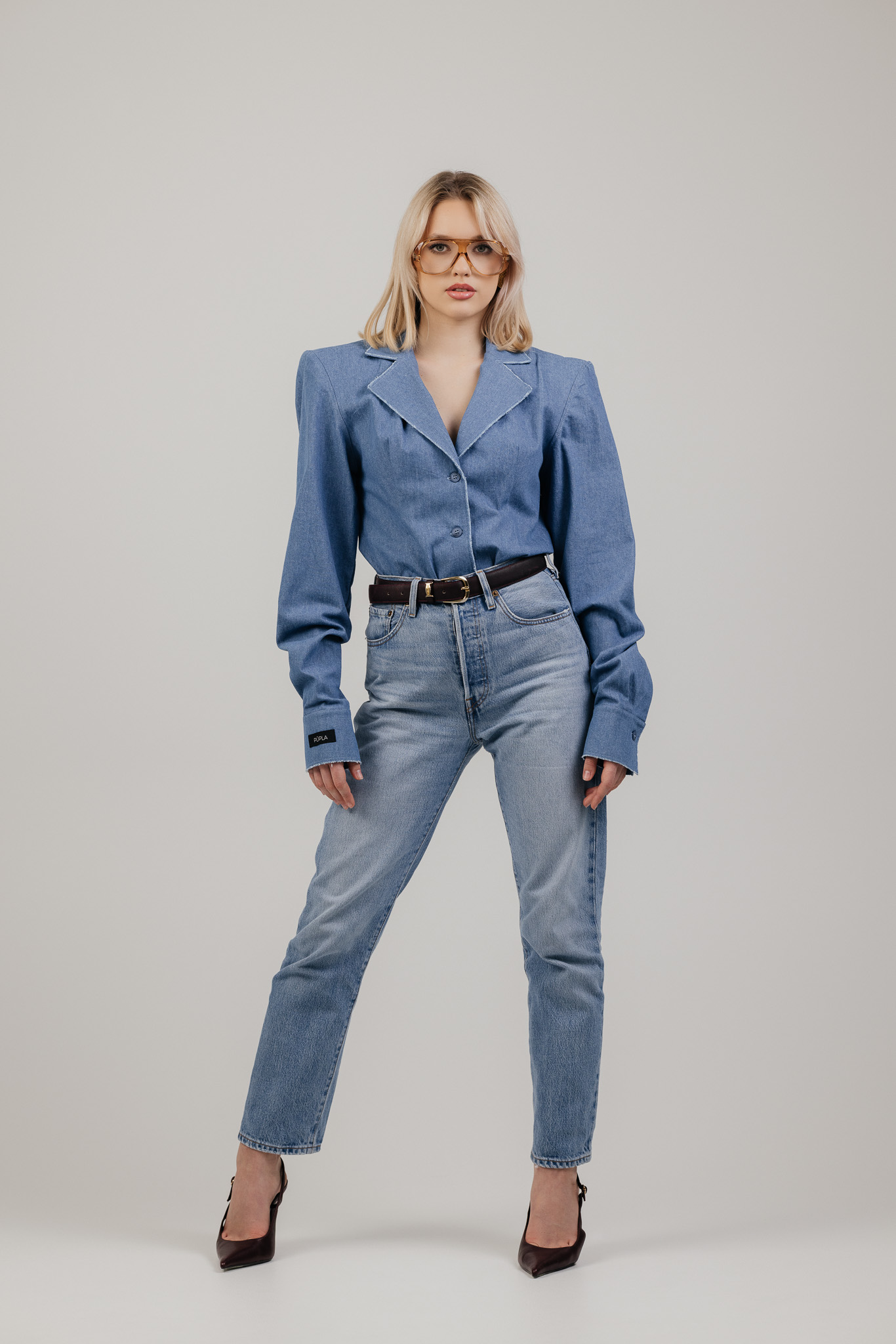 Mėlyni džinsiniai triko marškiniai „FRAY“ - Image 2